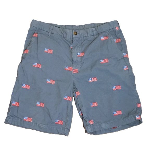 Orvis Other - Orvis American Flag Linen Shorts Blue/Gray Sz 34
